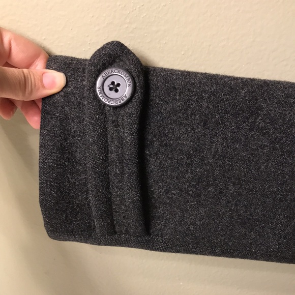 88% Wool Abercrombie & Fitch Charcoal Black Fitted Coat - Picture 6 of 14